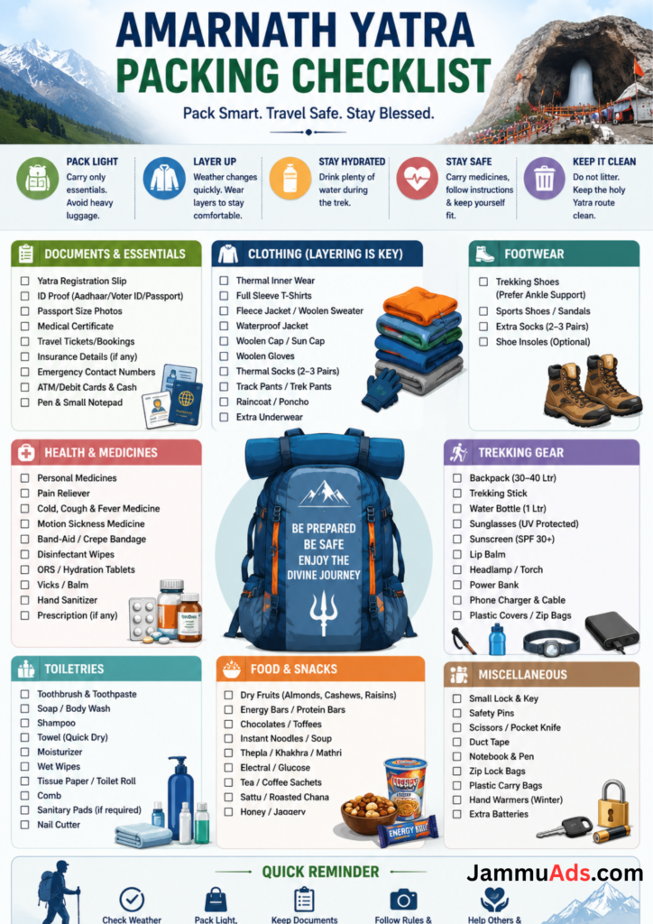 amarnath yatra packing list amarnath yatra packing list